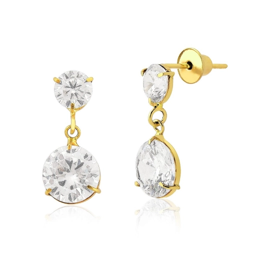 Produto Brinco de Ouro 18k Ponto de Luz com Pendente