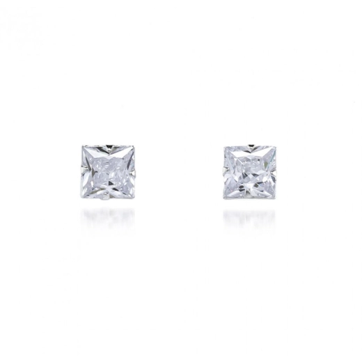 Produto Brinco zircônia quadrado 10mm prata 925