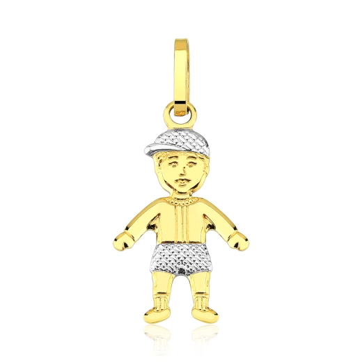 Pingente de Ouro 18k Menino com Detalhes em Ouro Branco Produto Pingente de Ouro 18k Menino com Detalhes em Ouro Branco