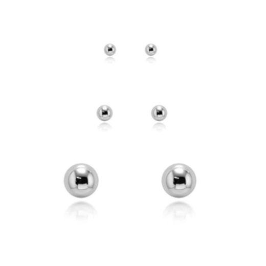 Trio de Brincos Femininos em Prata 925 | Aqua Joias Produto Trio de Brincos Femininos em Prata 925 | Aqua Joias