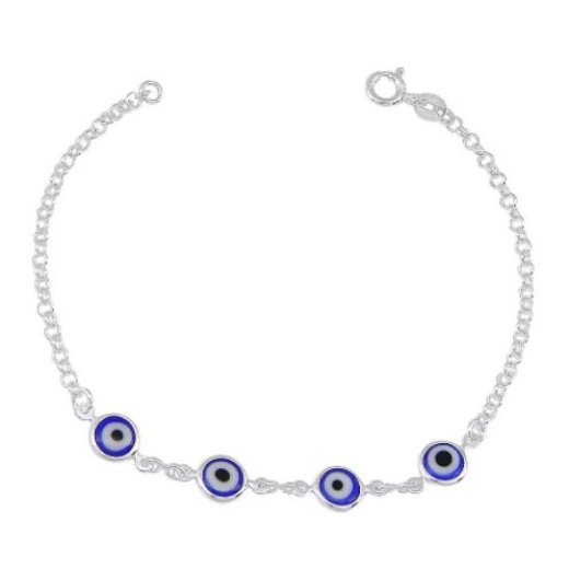Produto Pulseira 4 olho grego ao meio azul escuro