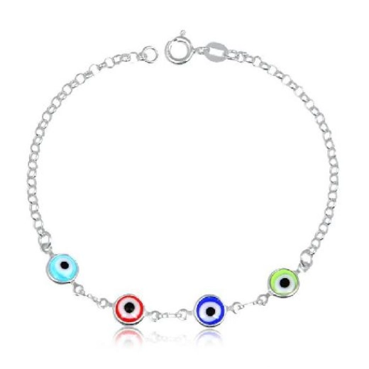 Produto Pulseira 4 olho grego meio colorido