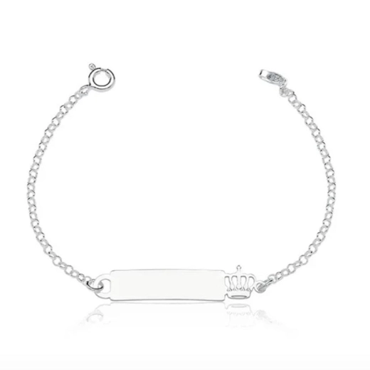 Produto Pulseira Plaquinha Infantil Coroa - Prata 925