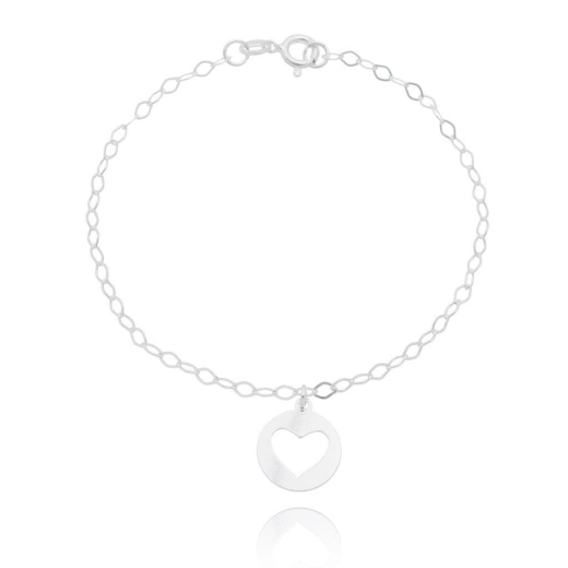 Pulseira medalha coração prata 925 Produto Pulseira medalha coração prata 925