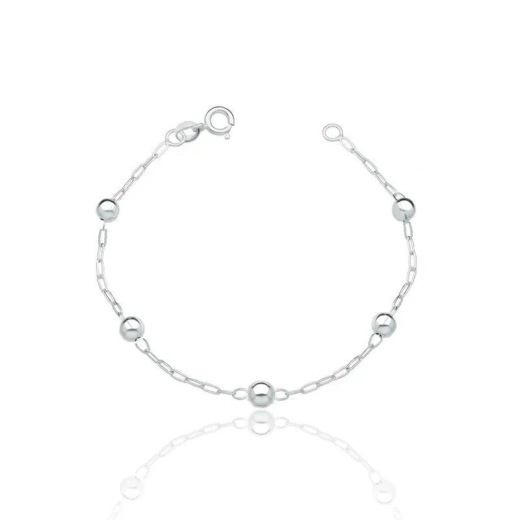 Pulseira prata 925 feminina bolinhas médias 5mm Produto Pulseira prata 925 feminina bolinhas médias 5mm