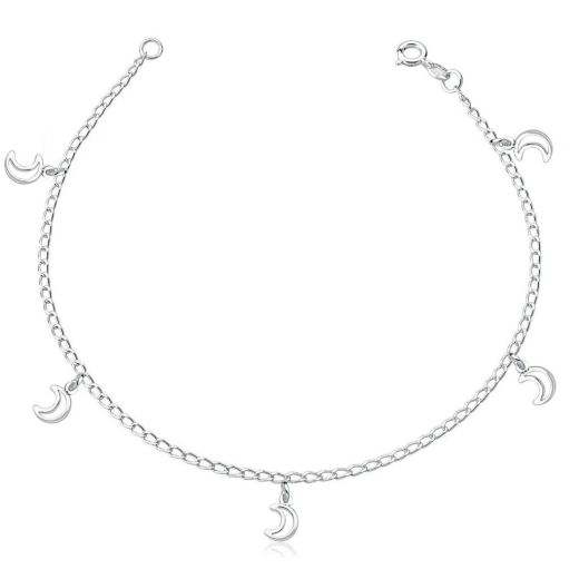 Produto Pulseira Feminina de prata 925 4 luas pendentes