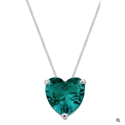 Produto Colar Feminino de Prata 925 Coração Galeria Verde Agua 45cm