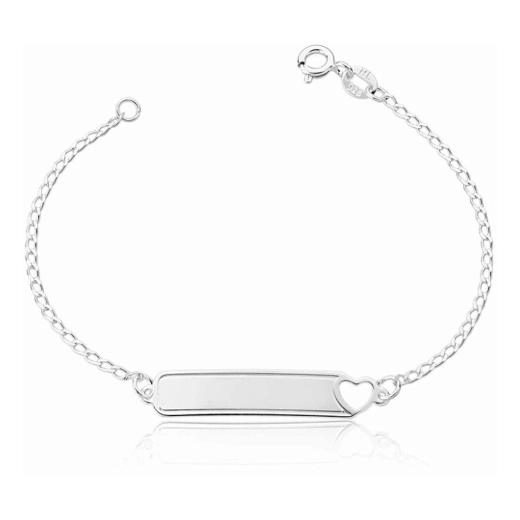 Produto Pulseira Infantil Plaquinha Prata 925 Coração
