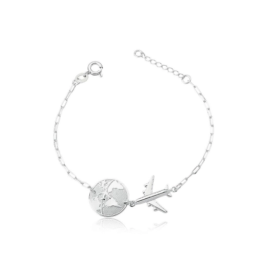 Pulseira viagem ao mundo - prata 925 Produto Pulseira viagem ao mundo - prata 925