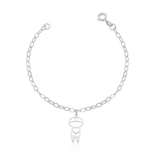 Produto Pulseira de Prata com Pingente de Menino | Aqua Joias