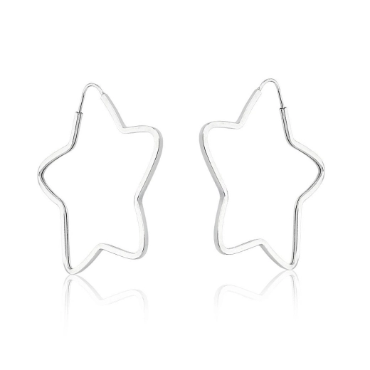Produto Brinco argola estrela 25mm prata 925