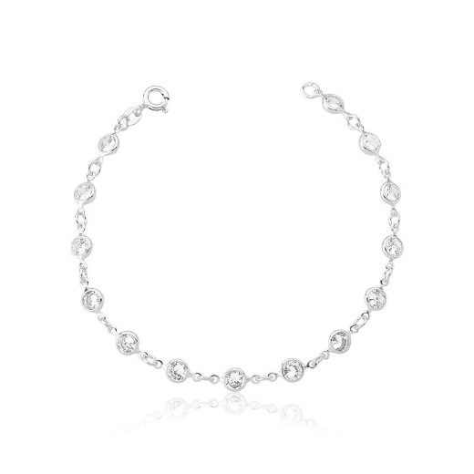 Produto Pulseira inteira em zircônias redondas prata 925