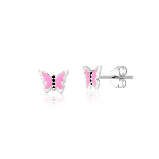 Brinco infantil prata 925 rosa baby borboleta Produto Brinco infantil prata 925 rosa baby borboleta