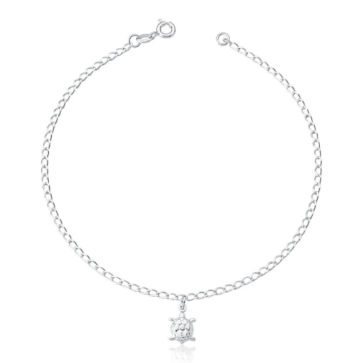 Produto Tornozeleira prata 925 tartaruga lisa