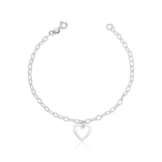 Produto Pulseira delicada prata 925 1 coração mini 7mm vazado