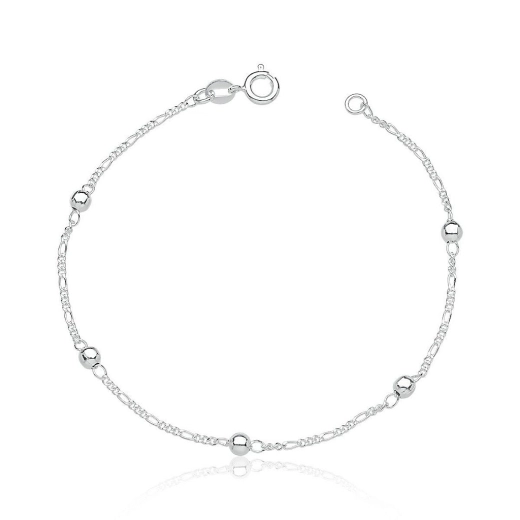 Produto Pulseira bolinha 4mm prata 925 elo 3x1