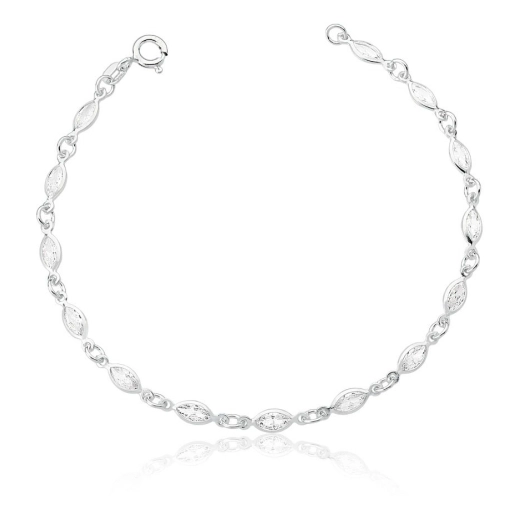 Produto Pulseira navetes em zircônia prata 925