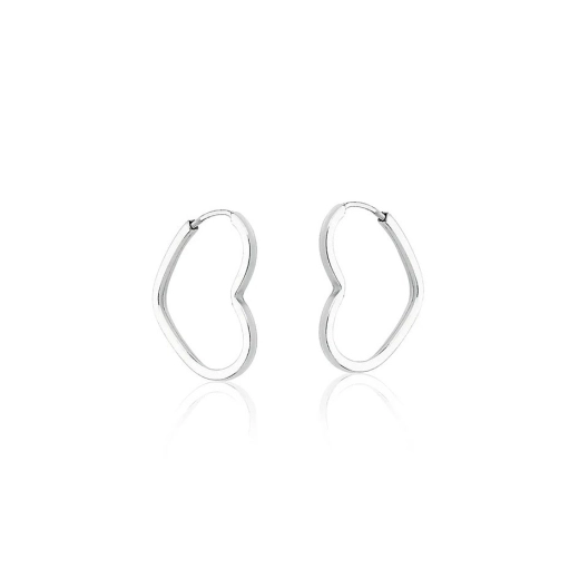 Produto Brinco Feminino de Prata 925 Argola Coração Pequena 16mm