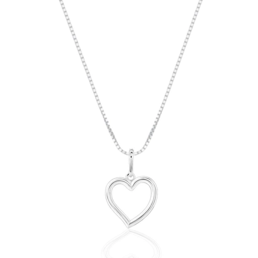 Colar Feminino de Prata 925 Coração Vazado Minimalista Produto Colar Feminino de Prata 925 Coração Vazado Minimalista