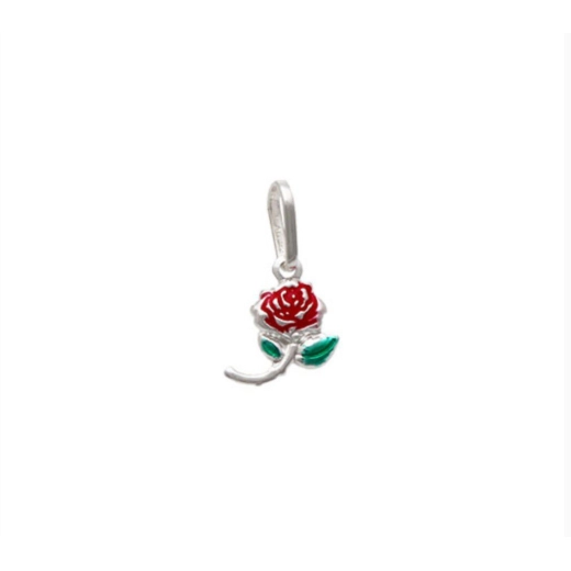 Pingente em prata 925 flor rosa vermelha 7mmx15mm Produto Pingente em prata 925 flor rosa vermelha 7mmx15mm