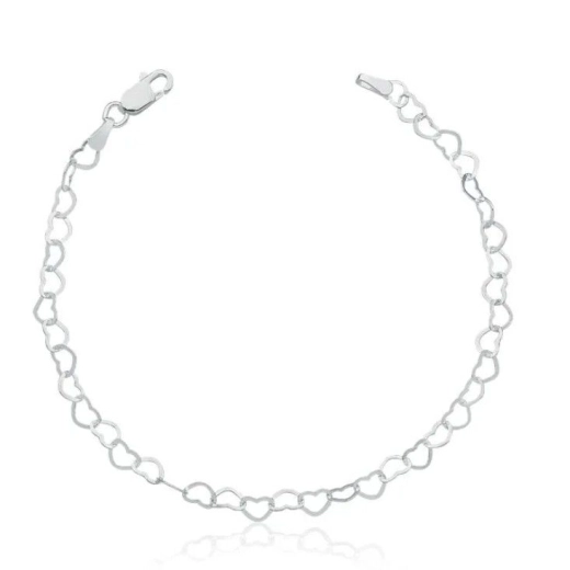 Tornozeleira Feminina em Prata 925 Corações Produto Tornozeleira Feminina em Prata 925 Corações