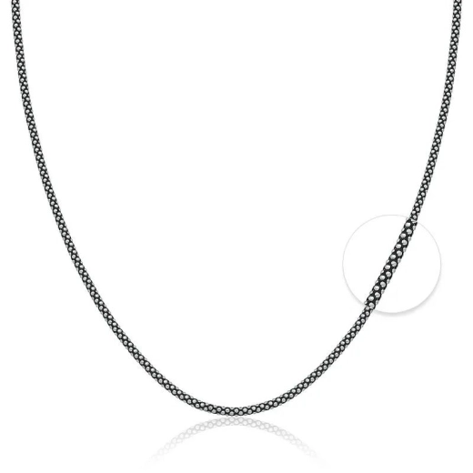 Produto Corrente Feminina de Prata 925 Pipoca Envelhecida Bali com 45cm