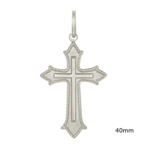 Produto Pingente cruz detalhada 4cm prata 925