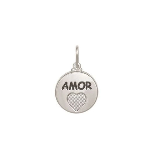 Produto Pingente placa redonda coração amor prata 925