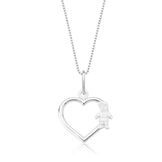 Colar de Prata 925 Menino Coração Produto Colar de Prata 925 Menino Coração