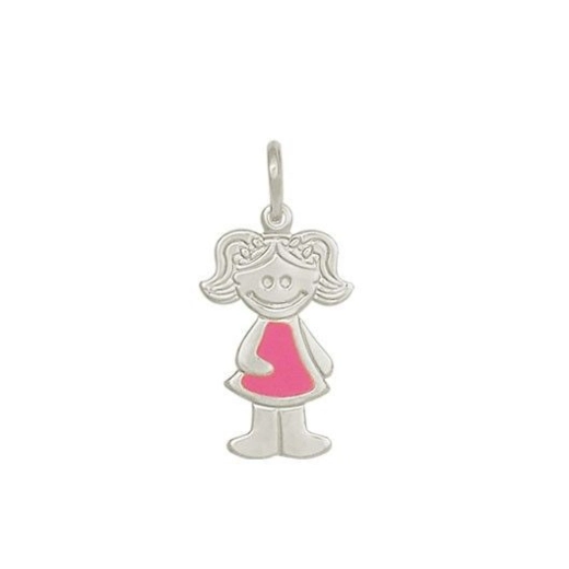 Pingente de Prata menina vestido rosa Produto Pingente de Prata menina vestido rosa