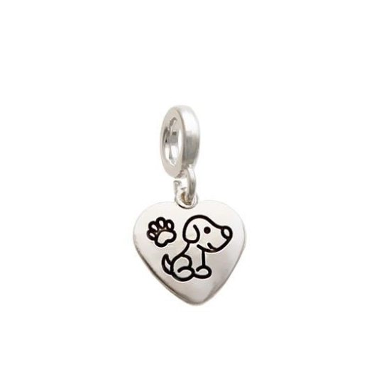 Produto Pingente berloque coração cachorro pata prata 925