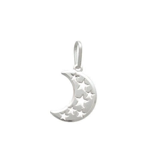 Produto Pingente em prata 925 lua e estrelas vazadas