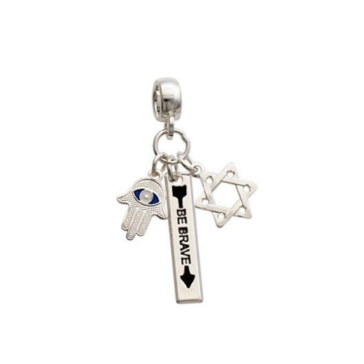 Produto Berloque patua Mão de Fatima estrela davi placa Be Brave