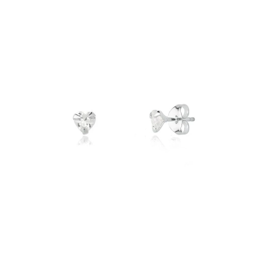 Produto Brinco pequeno zircônia coração 3mm prata 925