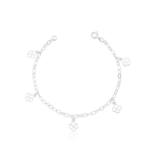 Pulseira feminina 5 trevinhos da sorte prata 925 Produto Pulseira feminina 5 trevinhos da sorte prata 925