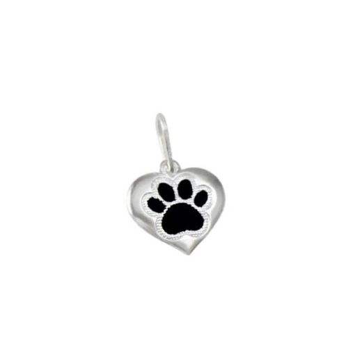 Produto Pingente patinha pet resinada coração prata 925