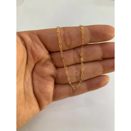 Pulseira feminina ouro 18k elos coração Produto Pulseira feminina ouro 18k elos coração