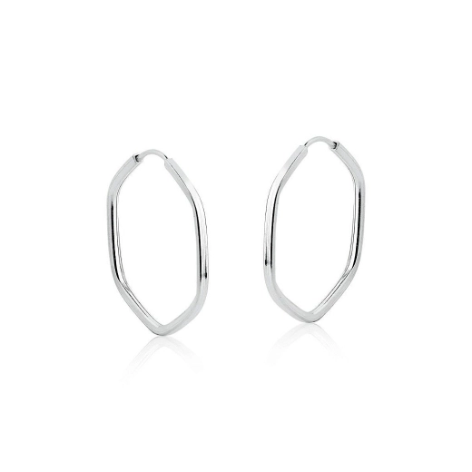 Brinco de Prata 925 argola hexagono 25mm 6 lados Produto Brinco de Prata 925 argola hexagono 25mm 6 lados