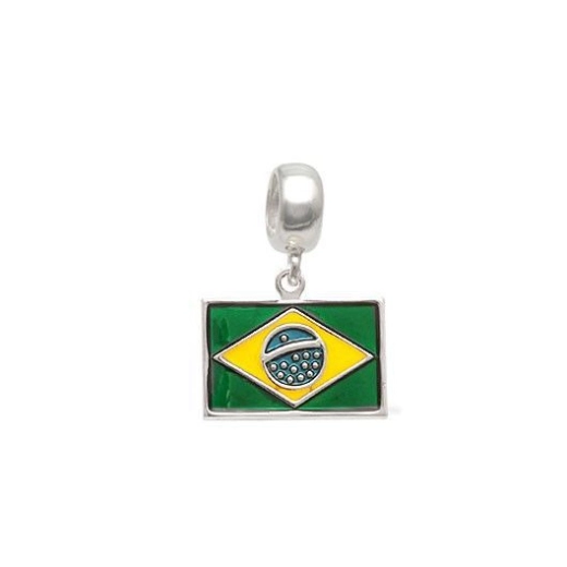Berloque bandeira do Brasil prata 925 Produto Berloque bandeira do Brasil prata 925
