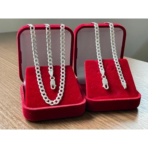 Produto Corrente e pulseira masculina prata 925 4mm maciça legítima