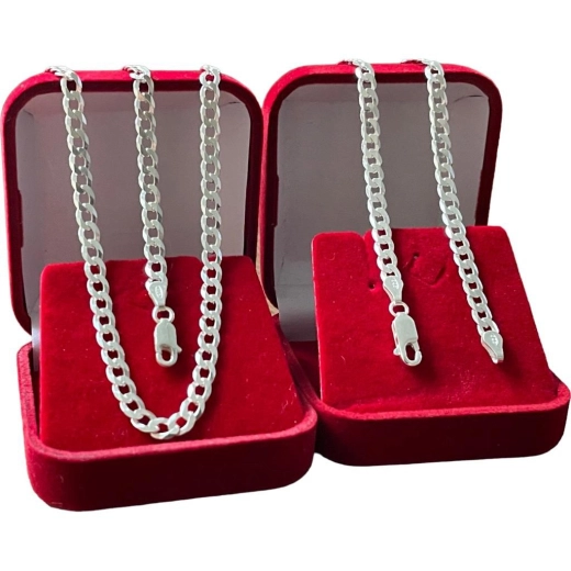 Produto Corrente e pulseira masculina prata 925 4mm maciça legítima