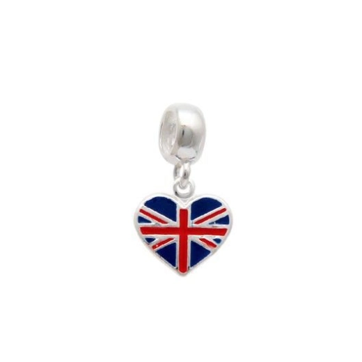Produto Berloque Inglaterra Reino Unido formato de coração prata 925