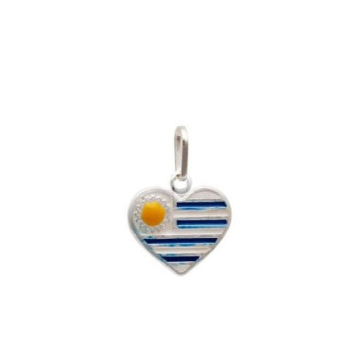 Produto Pingente bandeira Uruguai em formato de coração prata 925