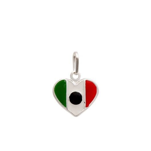Produto Pingente bandeira México em formato de coração prata 925