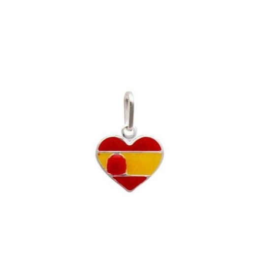 Produto Pingente bandeira Espanha em formato de coração prata 925