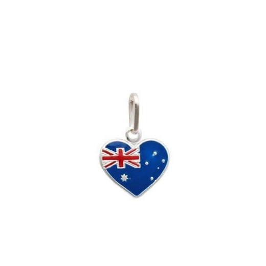 Produto Pingente bandeira Austrália em formato de coração prata 925