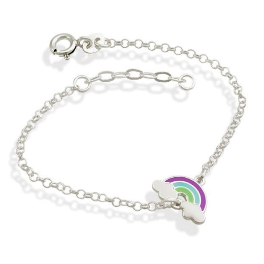 Produto Pulseira Infantil de Prata 925 Arco-íris colorido