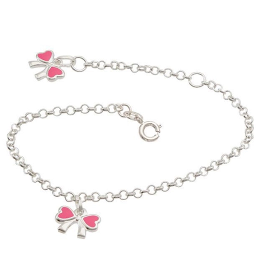 Produto Pulseira infantil lacinho colorido prata 925 com extensor