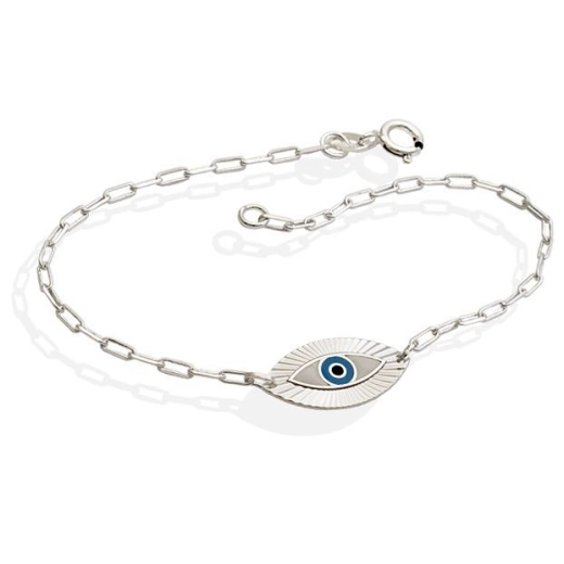 Produto Pulseira elo cartier de prata 925 olho grego 18cm