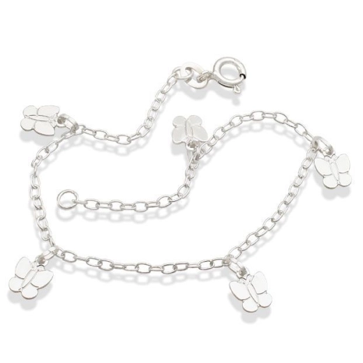 Produto Pulseira feminina de prata 925 borboletas
